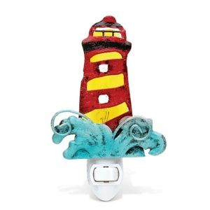 Lighthouse Handcraft Art Glass and Metal Decorative Night Light